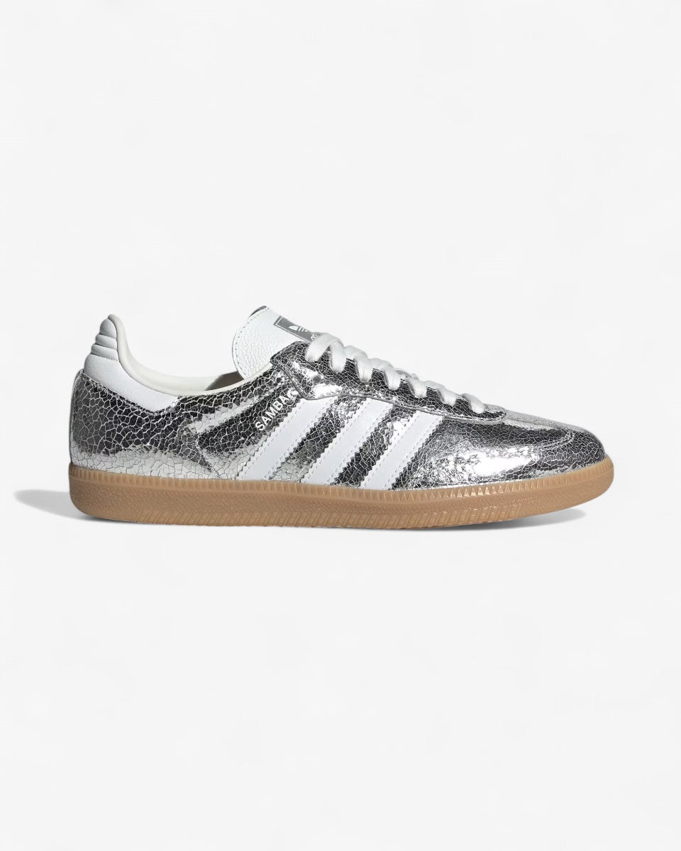 Adidas Samba OG Silver Metallic Cracked Leather