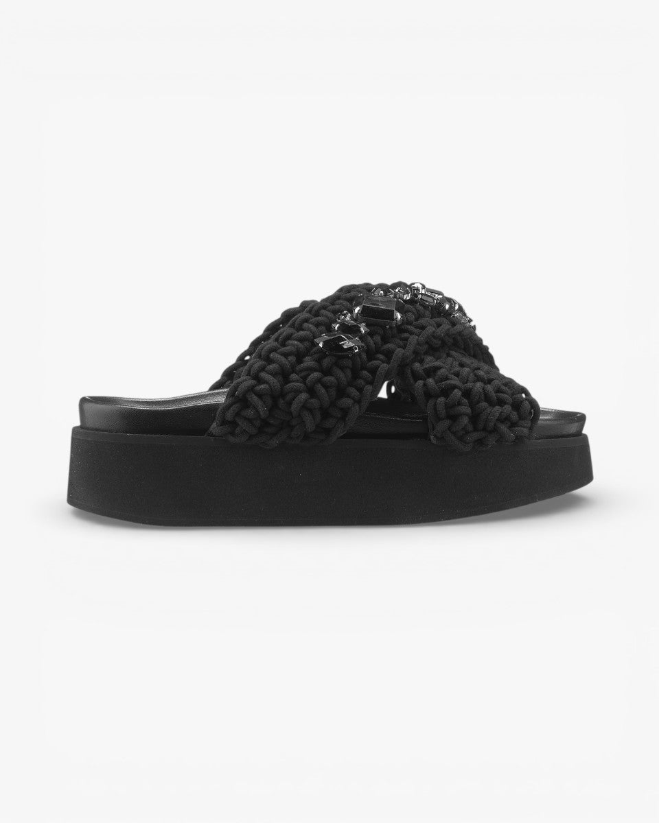 Inuikii Klapki Woven Stones Platform Black