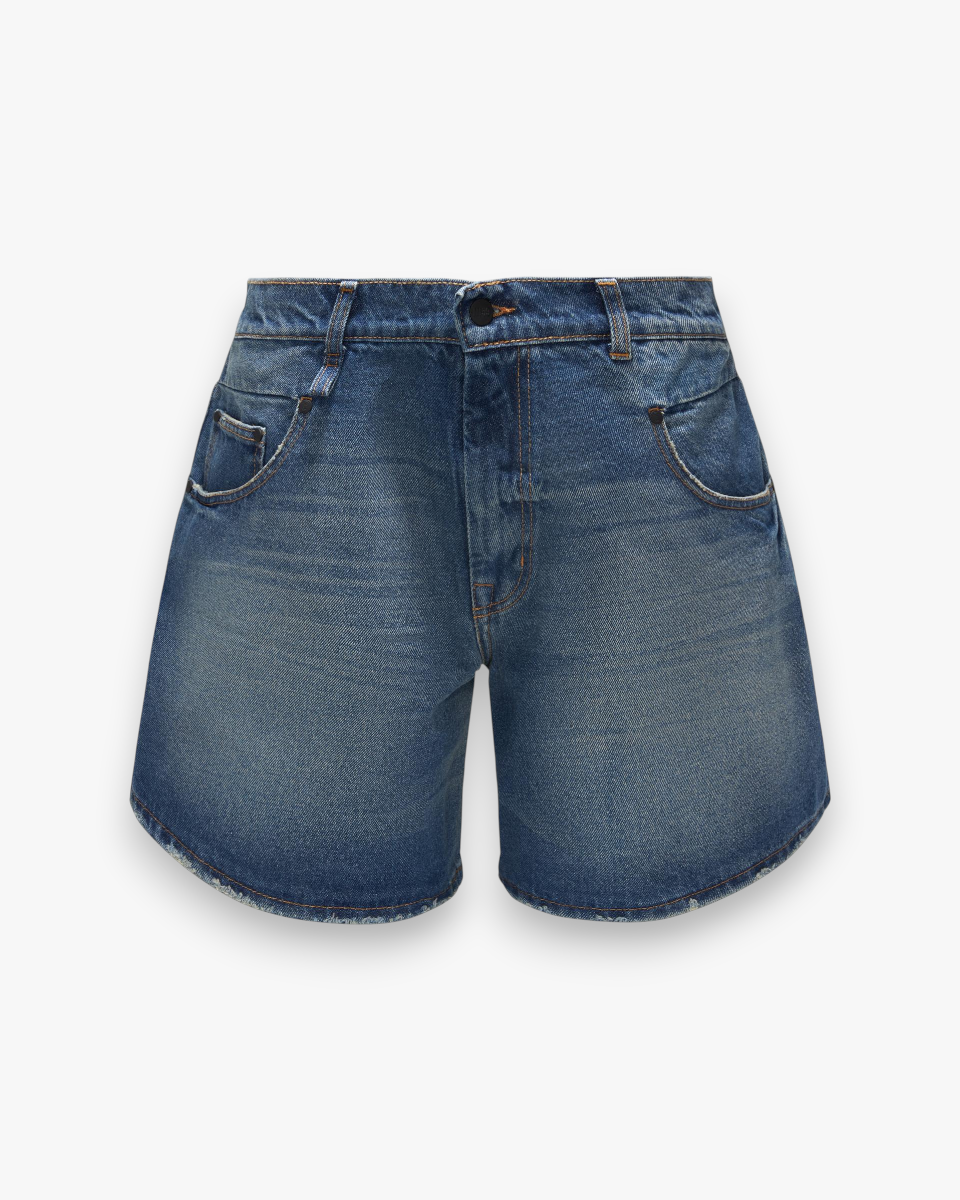 MI59 Bermudy Cięte Po Skosie Medium Blue