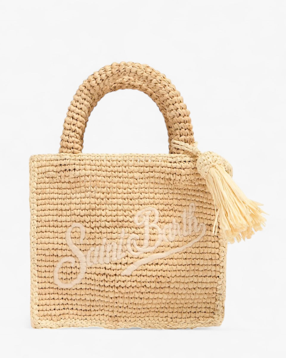 MC2 SAINT BARTH Torebka Vanity Mini Raffia Beżowa