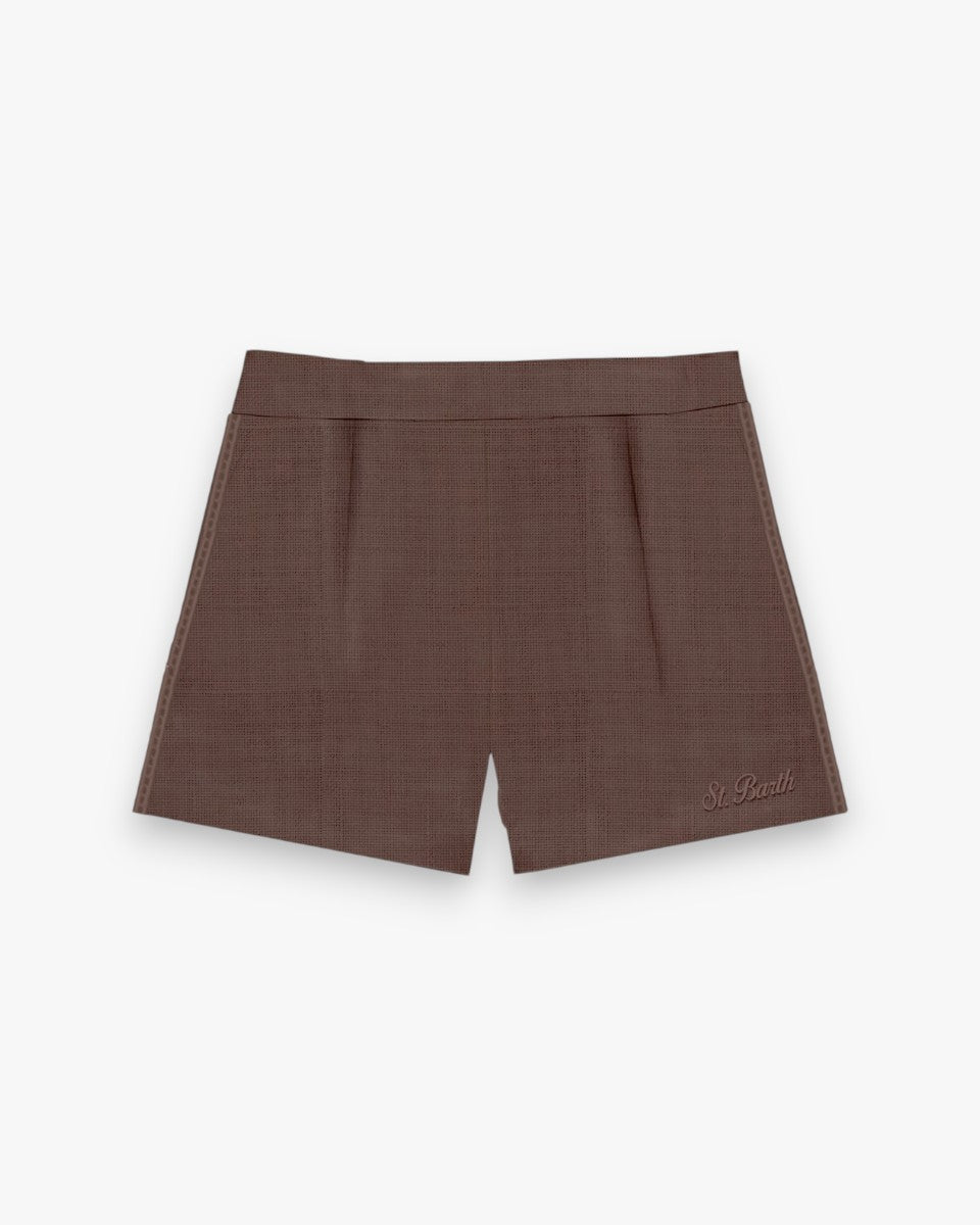 MC2 SAINT BARTH Spodenki Amani Linen Holed Brązowe