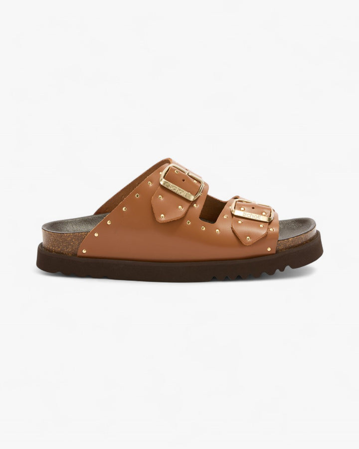 Scholl Sandały Beatriz Leather Studs Koniakowe - GOT'EM