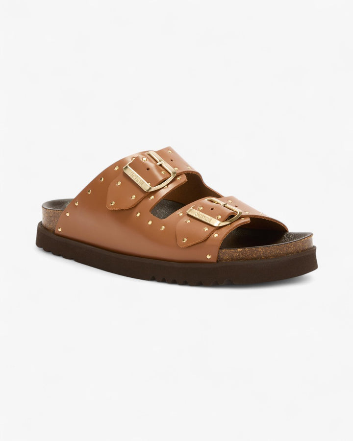 Scholl Sandały Beatriz Leather Studs Koniakowe - GOT'EM