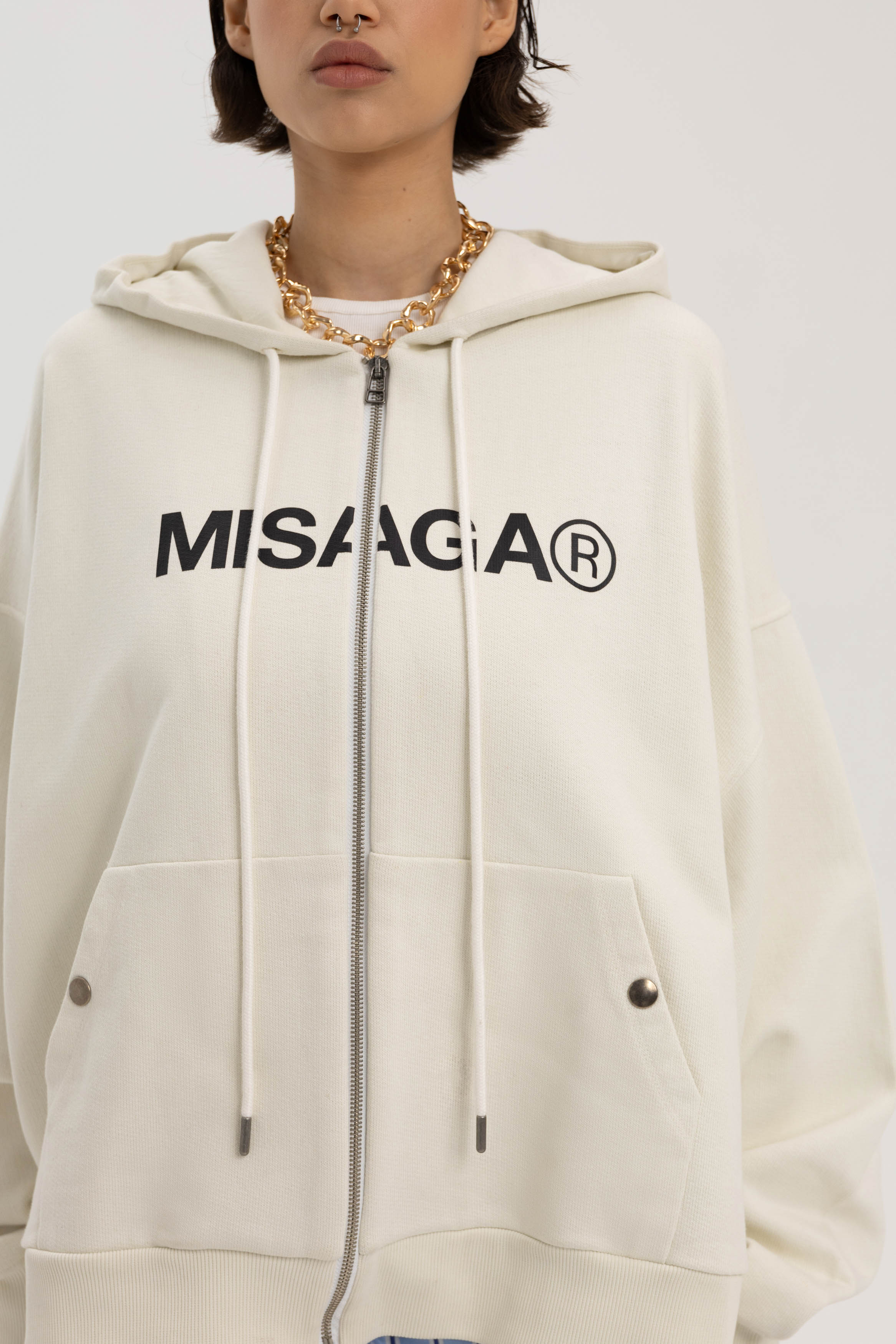 STATEMENT ZIP UP HOODIE CREAM - GOT'EM