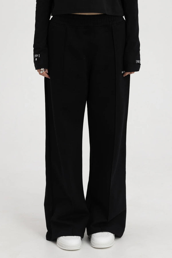 CREASE WIDE-LEG SWEATPANTS BLACK - GOT'EM