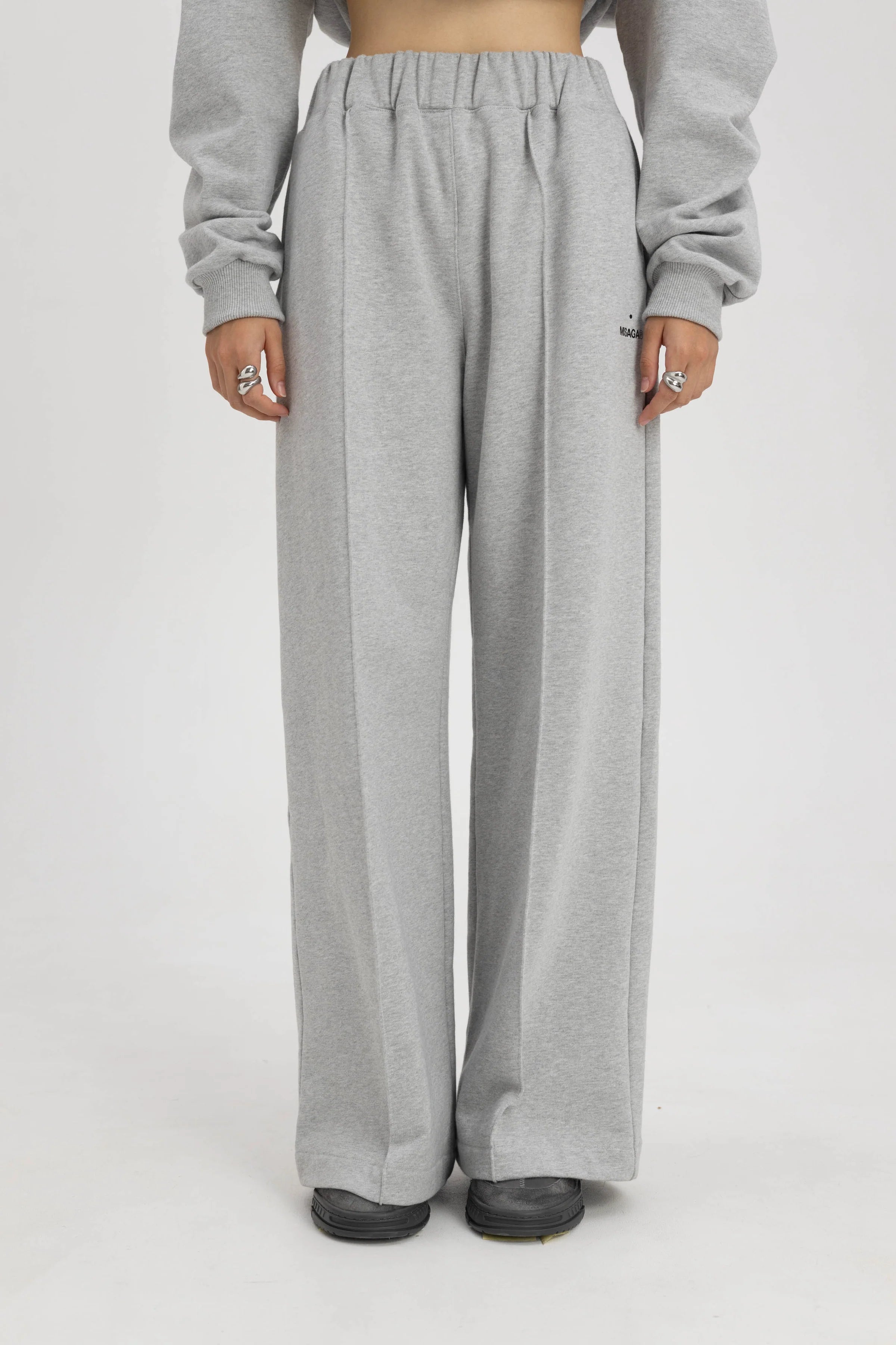 CREASE WIDE-LEG SWEATPANTS GREY - GOT'EM