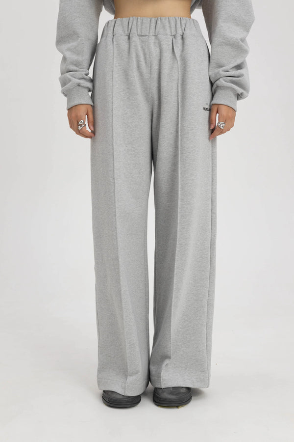 CREASE WIDE-LEG SWEATPANTS GREY - GOT'EM