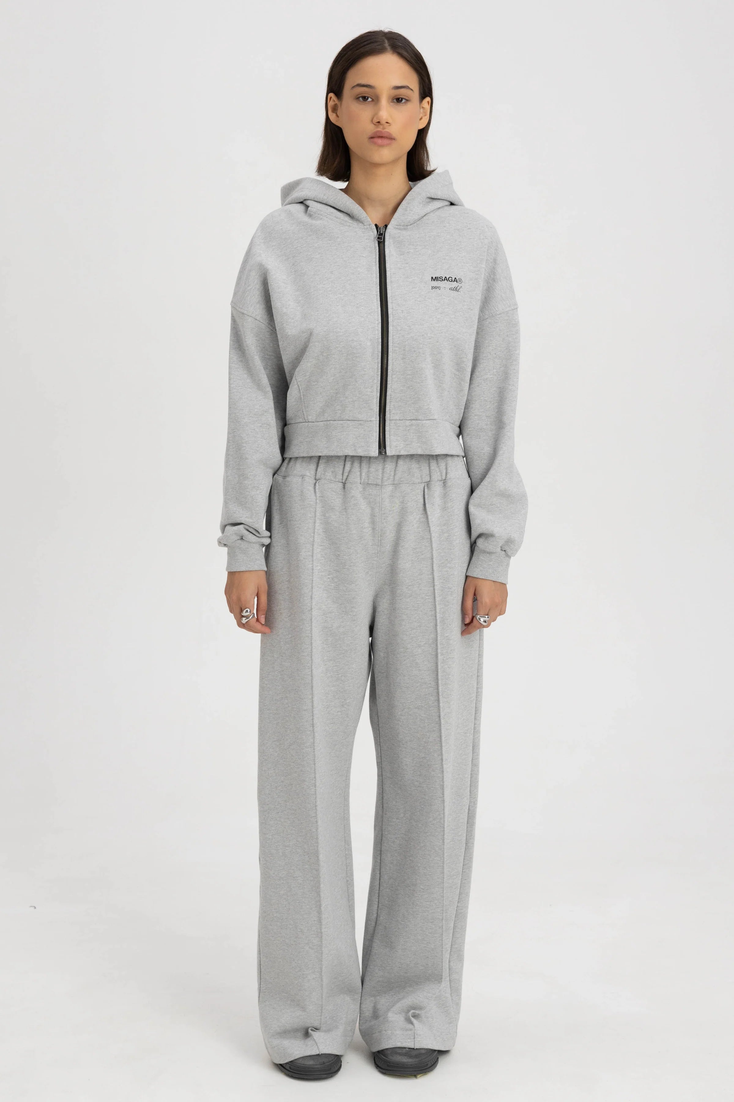 CREASE WIDE-LEG SWEATPANTS GREY - GOT'EM