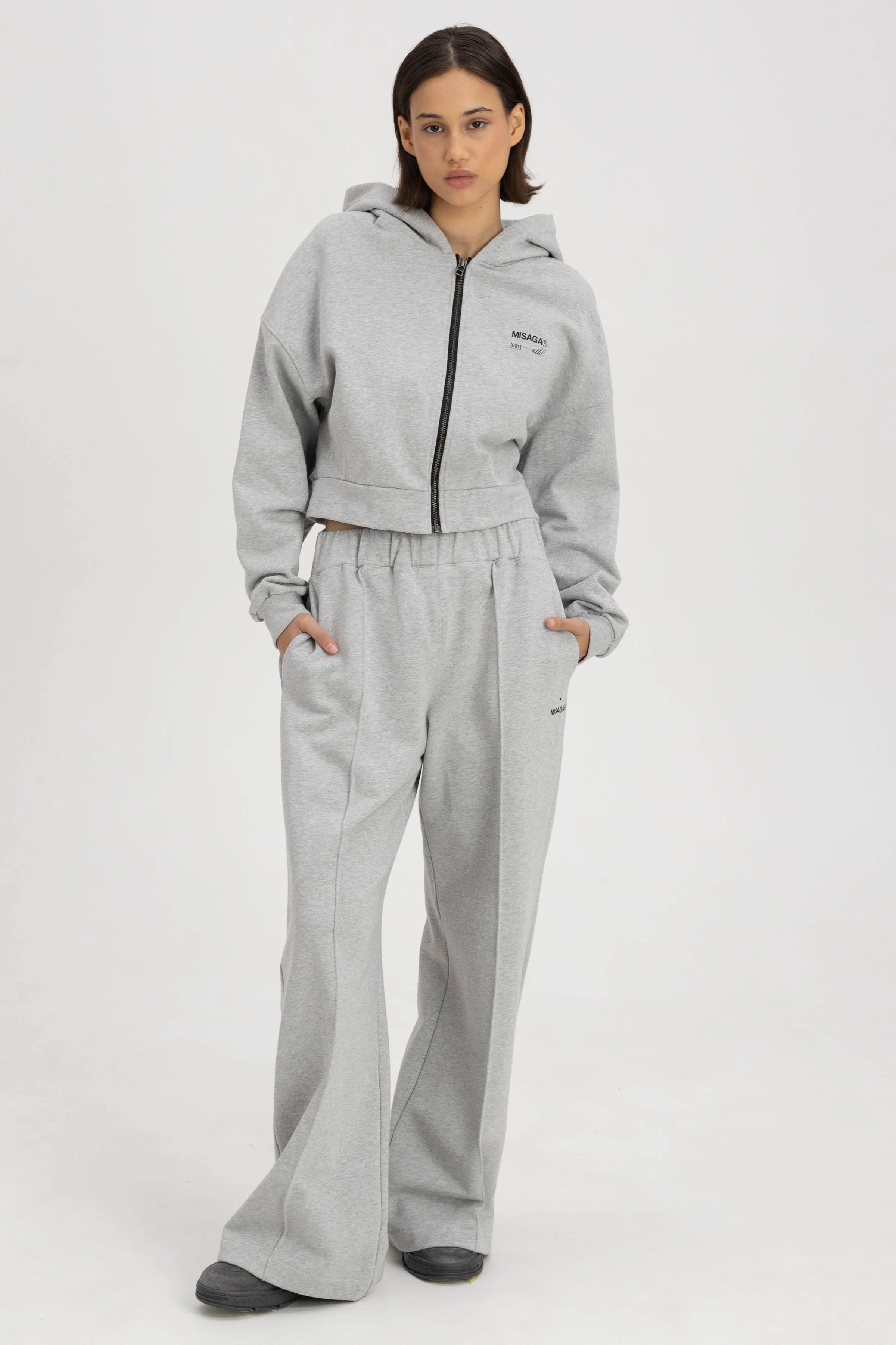 CREASE WIDE-LEG SWEATPANTS GREY - GOT'EM