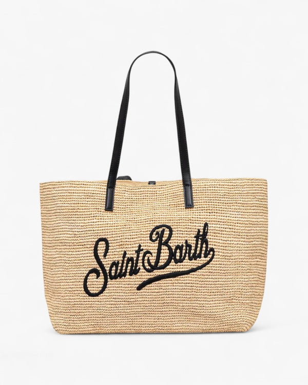 MC2 SAINT BARTH Torebka Raffia City Beżowo-czarna - GOT'EM