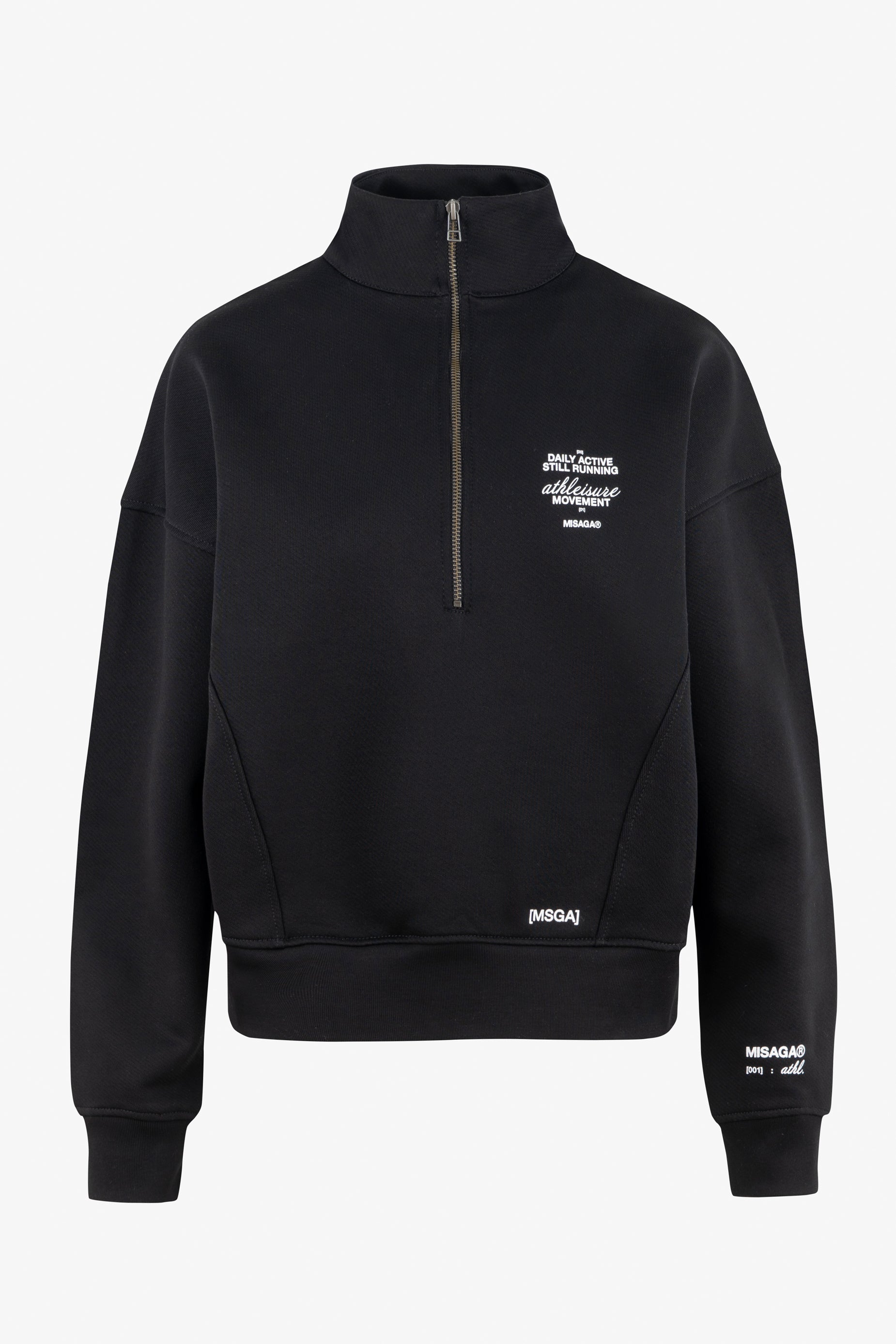 FUNNEL NECK ZIP SWEATSHIRT BLACK - GOT'EM