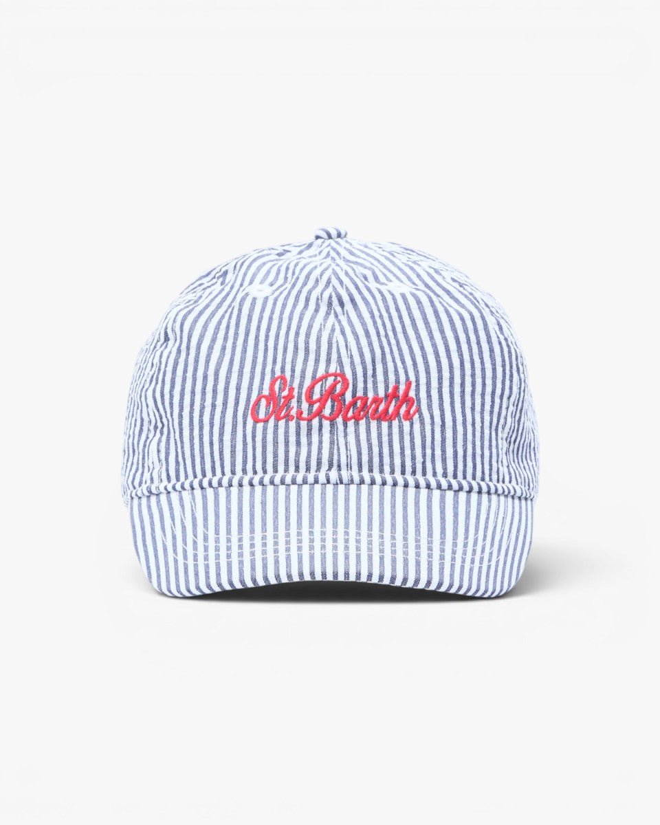 MC2 Saint Barth Czapka Baseball N Seersucker Stripes Navy White