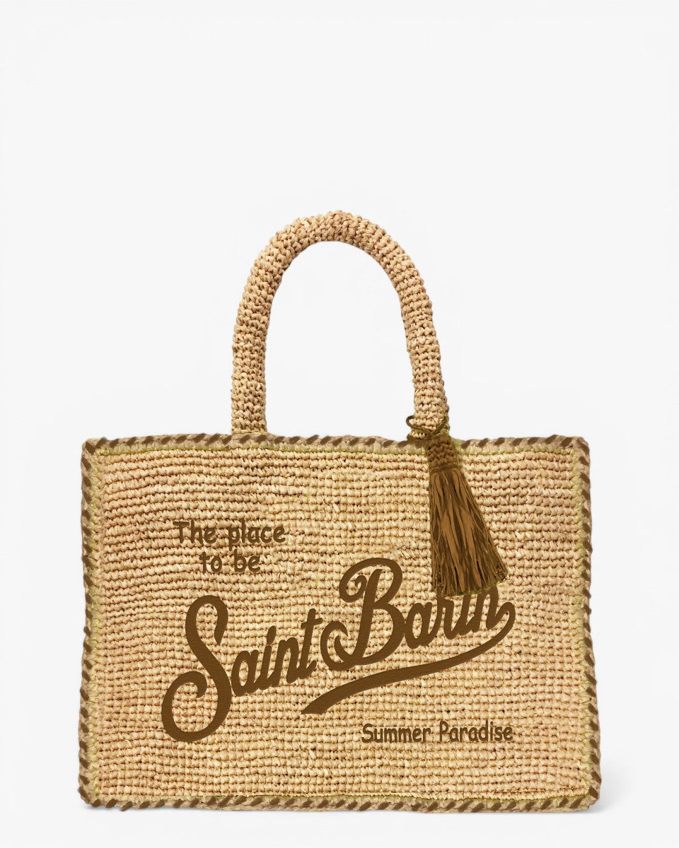 MC2 SAINT BARTH Torebka Vanity Raffia Border Beige