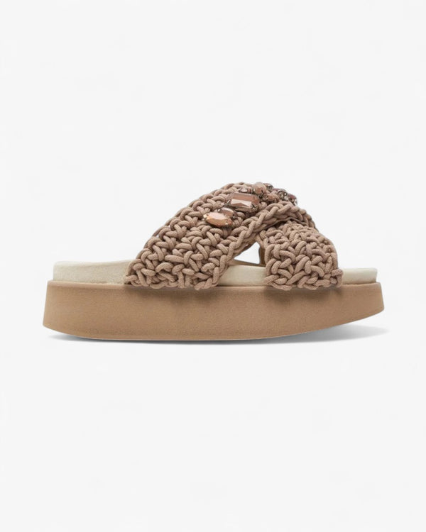 Inuikii Klapki Woven Stones Platform Taupe - GOT'EM