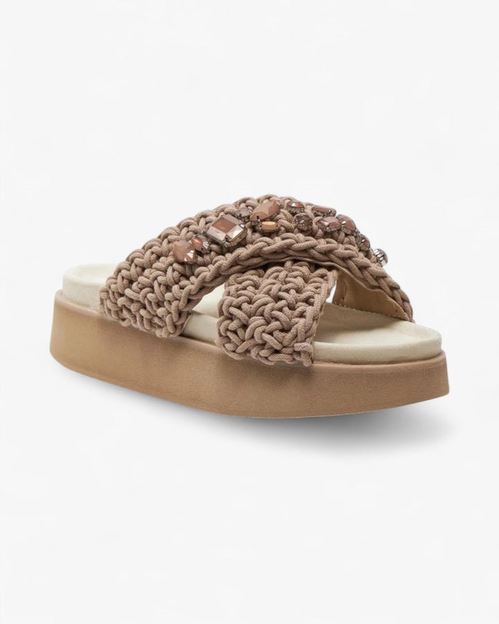 Inuikii Klapki Woven Stones Platform Taupe - GOT'EM