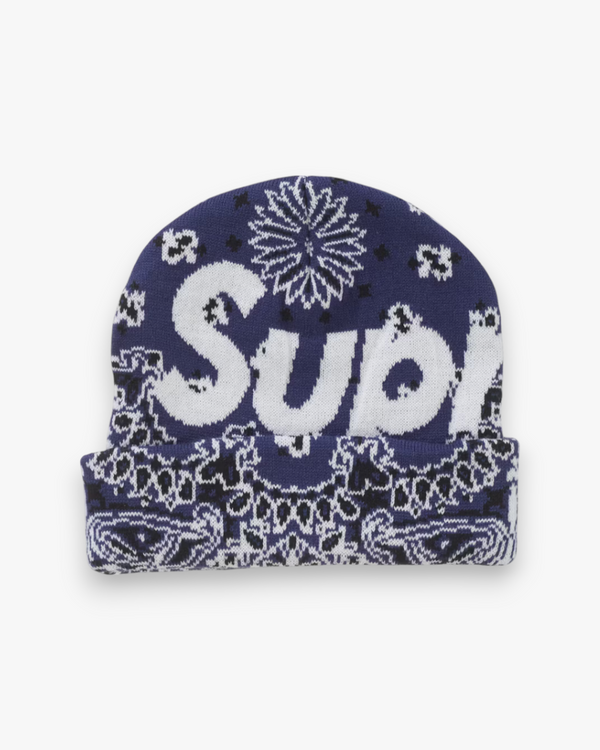 Supreme Bandana Big Logo Beanie Blue - GOT'EM