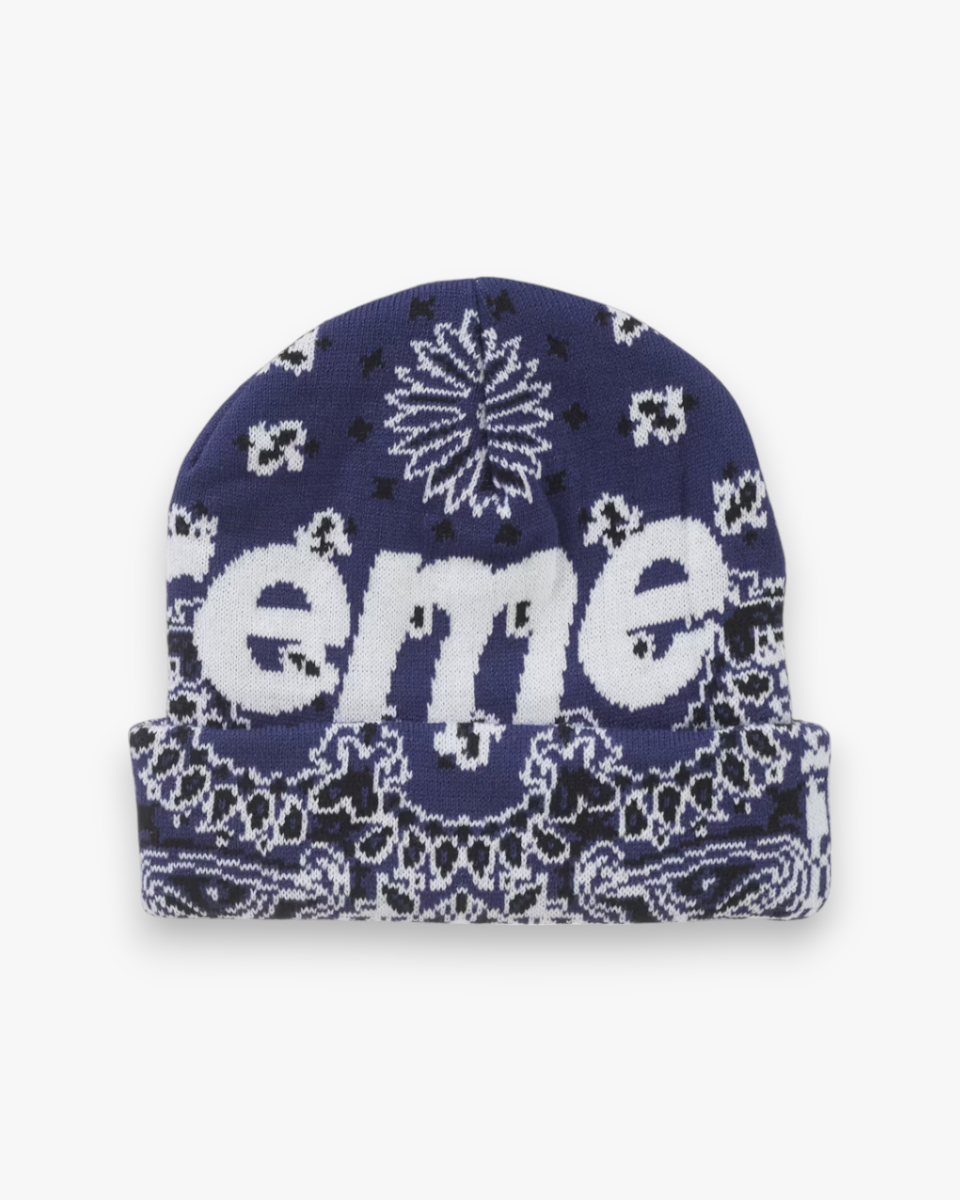 Supreme Bandana Big Logo Beanie Blue - GOT'EM