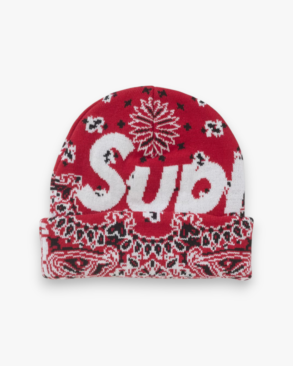 Supreme Bandana Big Logo Beanie Red - GOT'EM