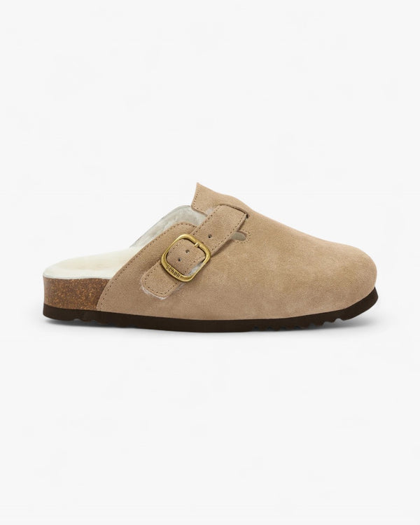 Scholl Mule Fae New F Suede Dark Beige - GOT'EM
