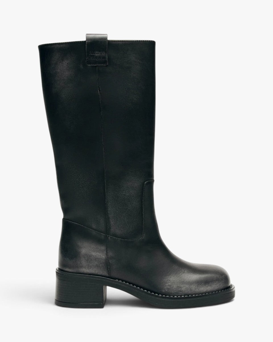 Alohas Kozaki Sajan Vintage Effect Black Leather