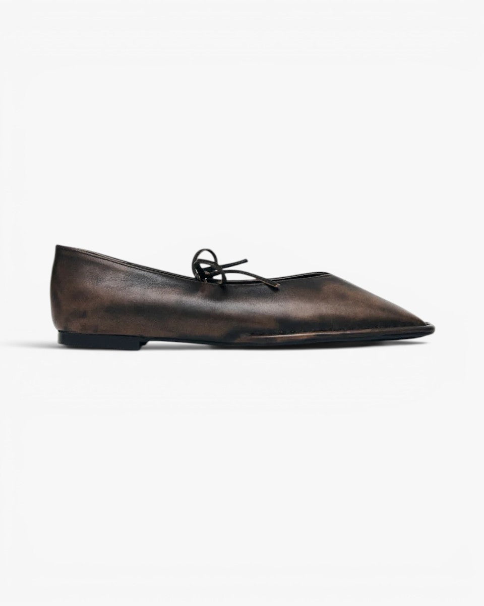 Alohas Baletki Sway Vintage Effect Brown Leather Ballet Flats