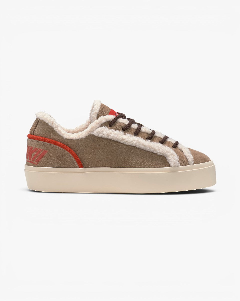 Inuikii Lila Shearling Low Lace Up Light Beige