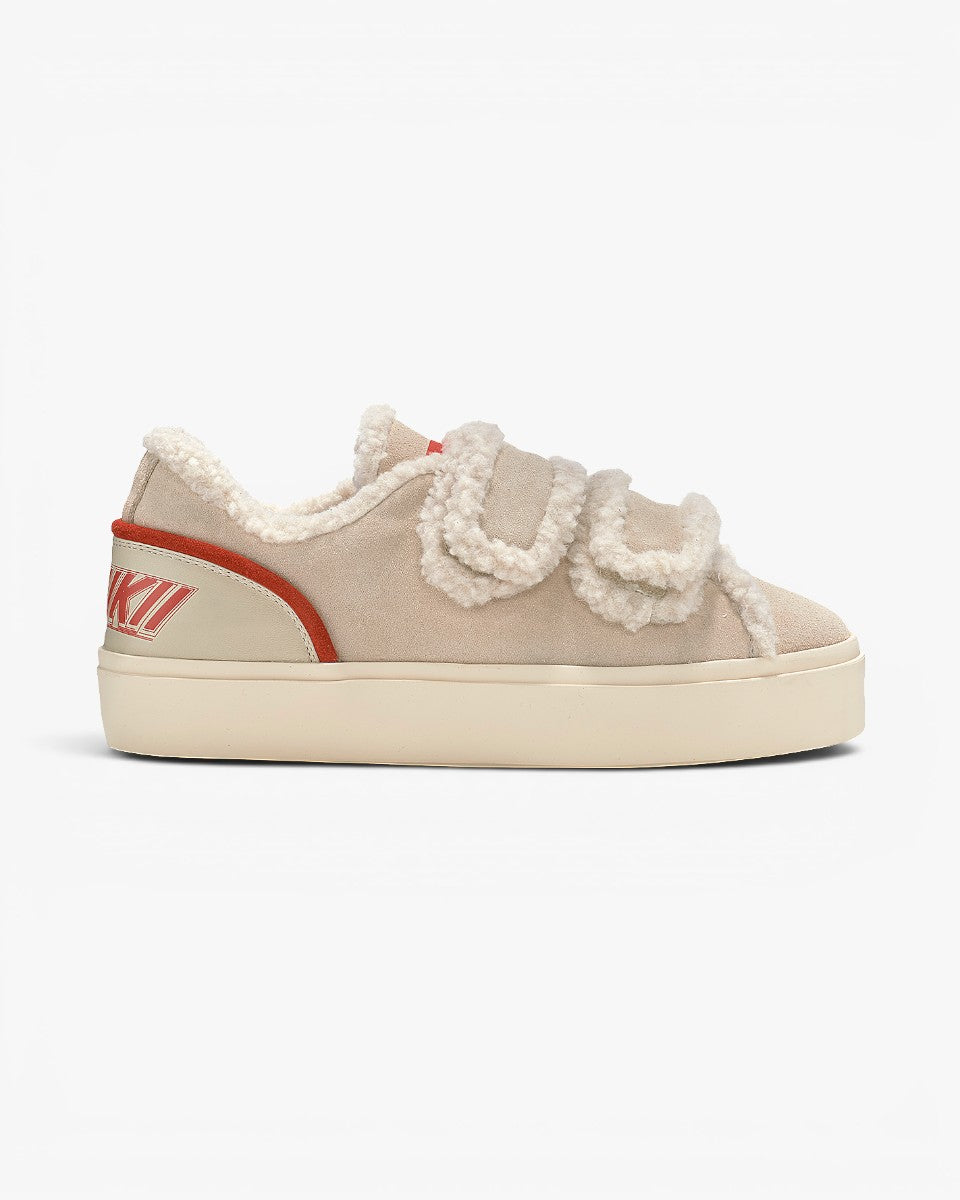 Inuikii Lila Shearling Low Velcro Chalk