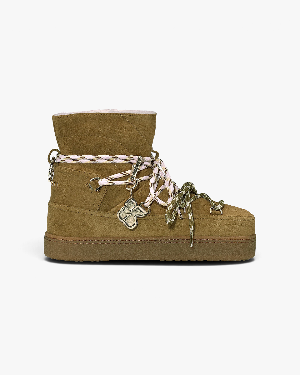 Inuikii Śniegowce Quilted Suede Olive Green