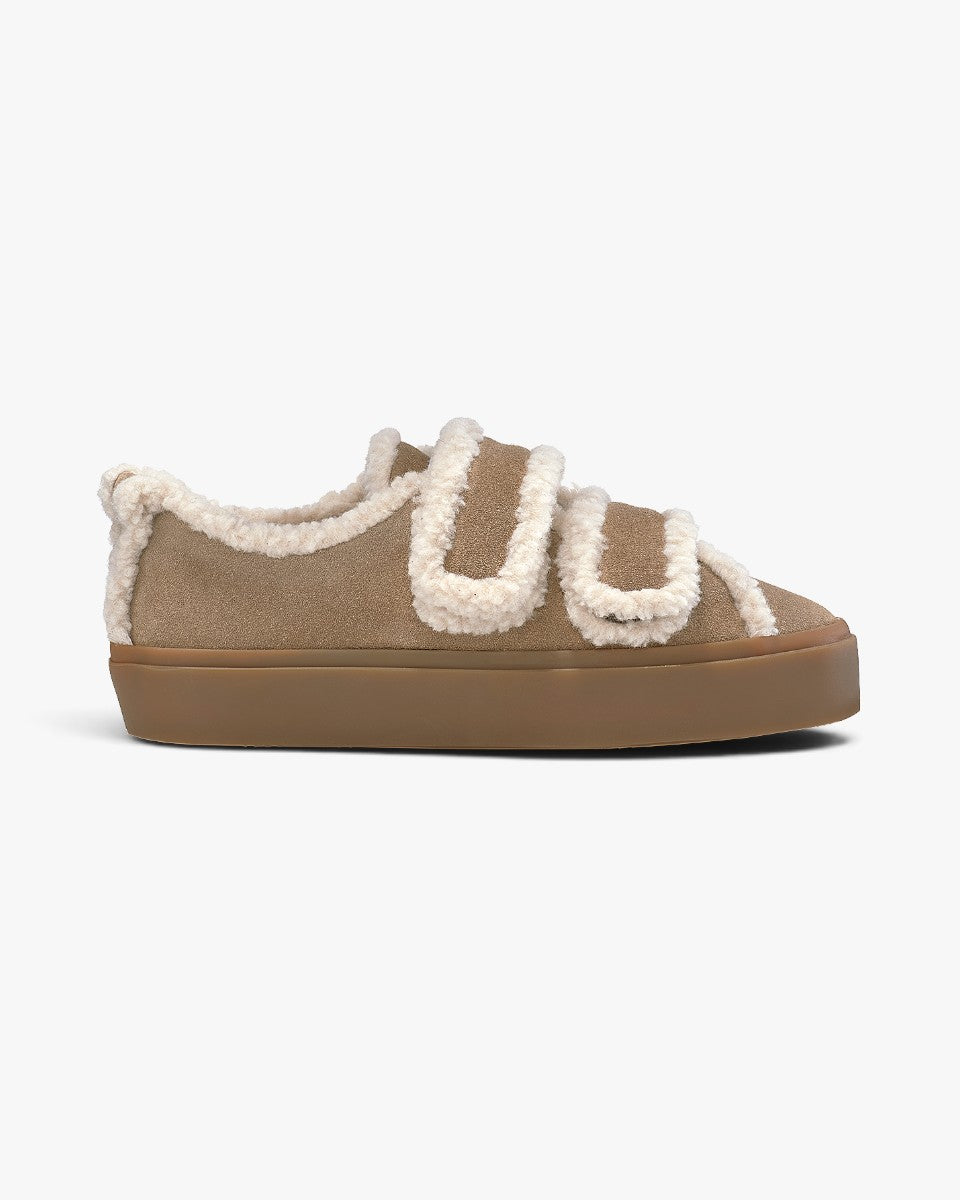 Inuikii Sneakersy Shearling Low Velcro Light Beige