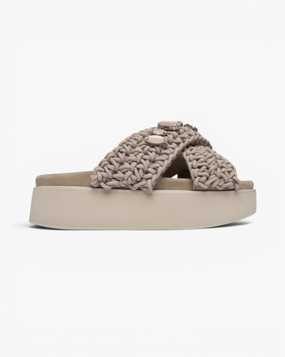 Inuikii Klapki Woven Stones Platform Taupe
