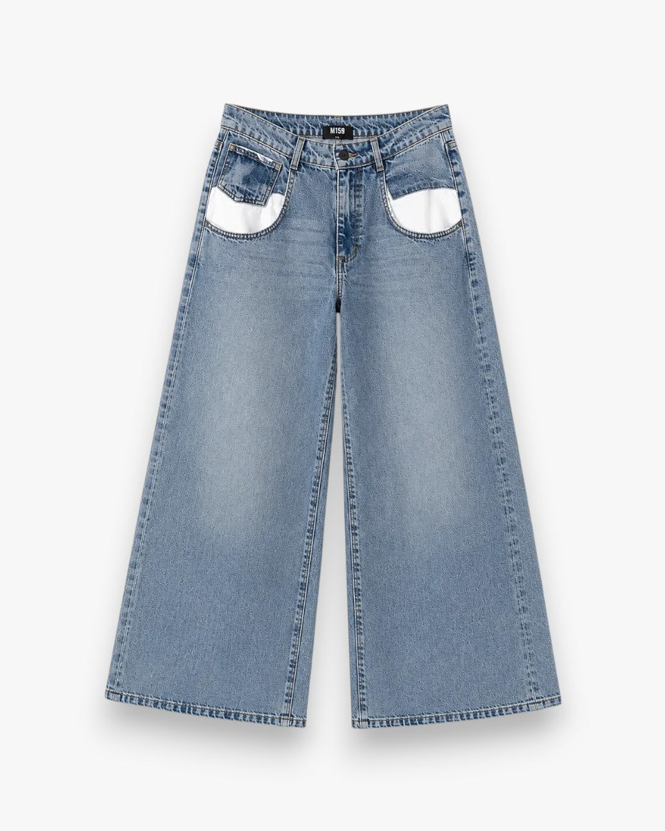 MI59 Jeansy White Pocket Niski Stan Blue