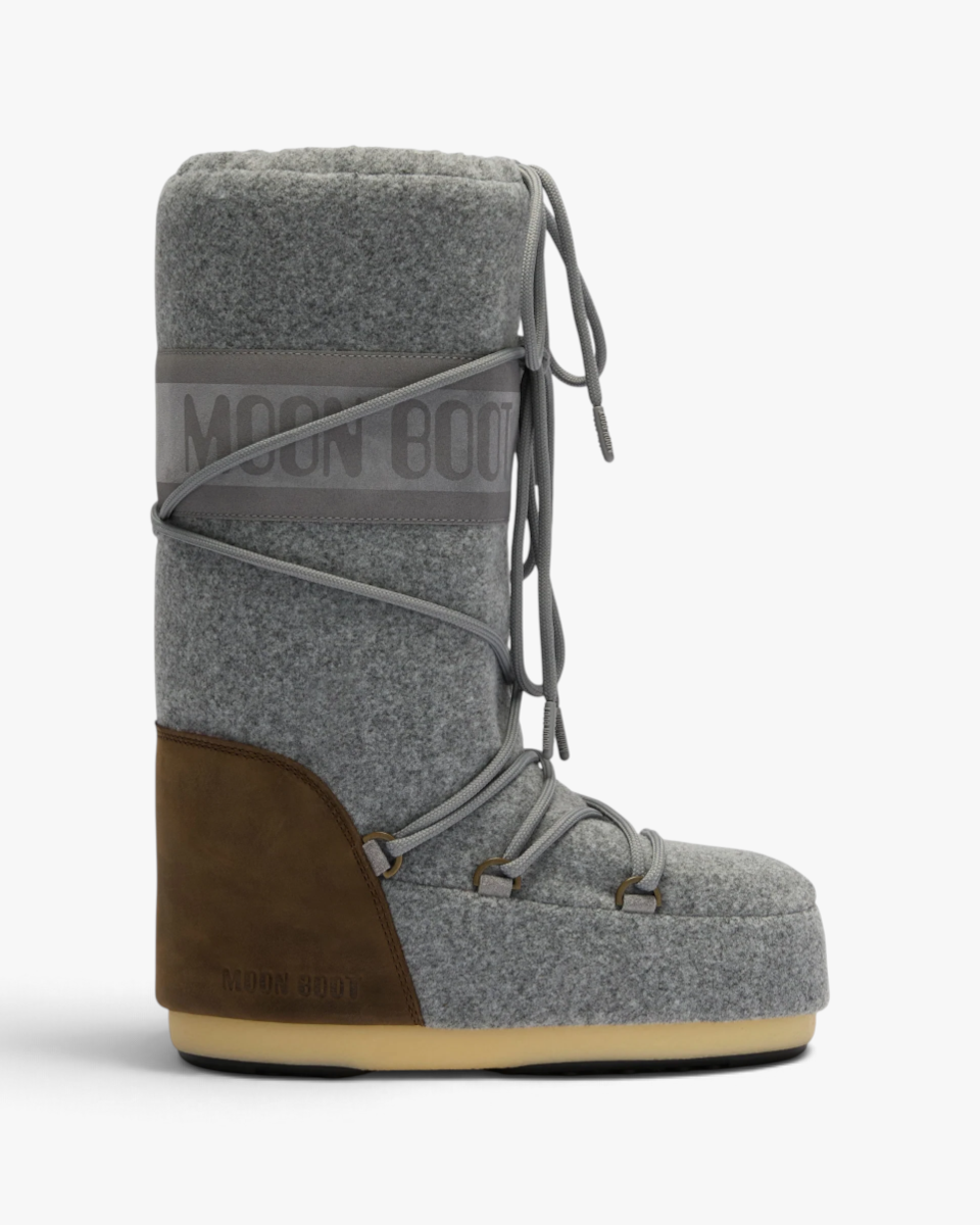 Moon Boot Śniegowce Icon Nubuck Felt Grey Cocoa