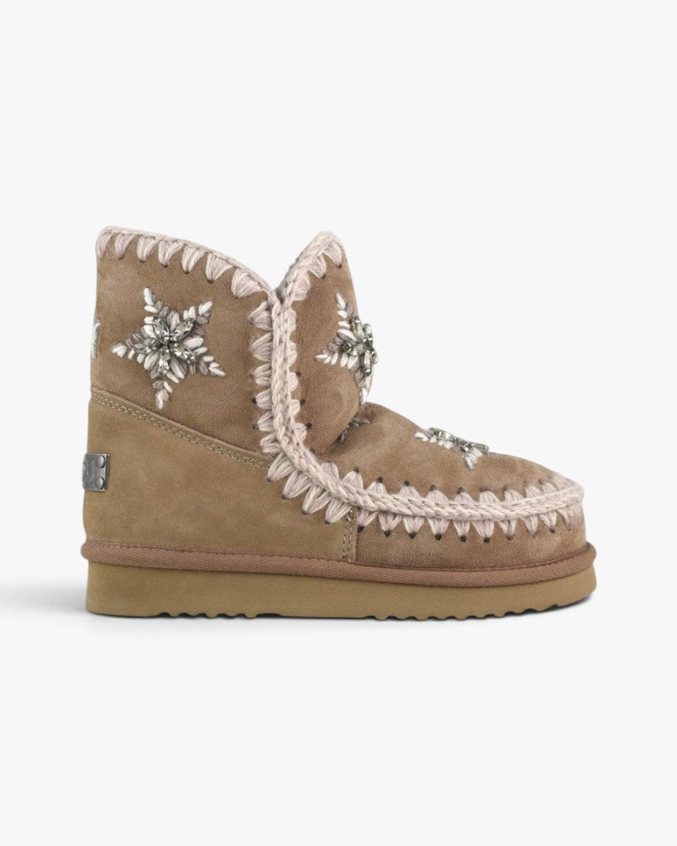 Mou Śniegowce Eskimo 18 Wool Stars & Rhinestones Pink Brown