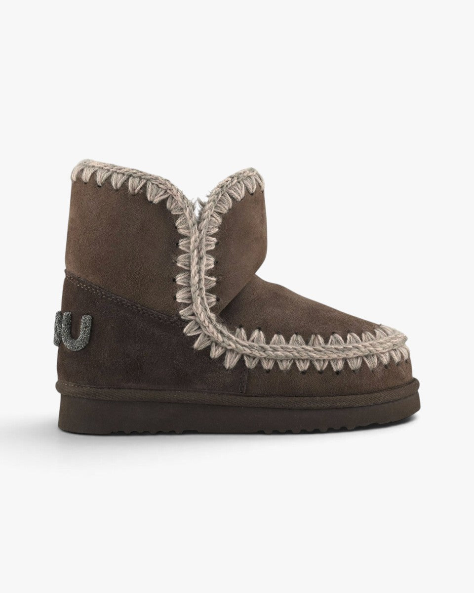 Mou Śniegowce Eskimo 18 Suede Glitter Logo Brown Pepper