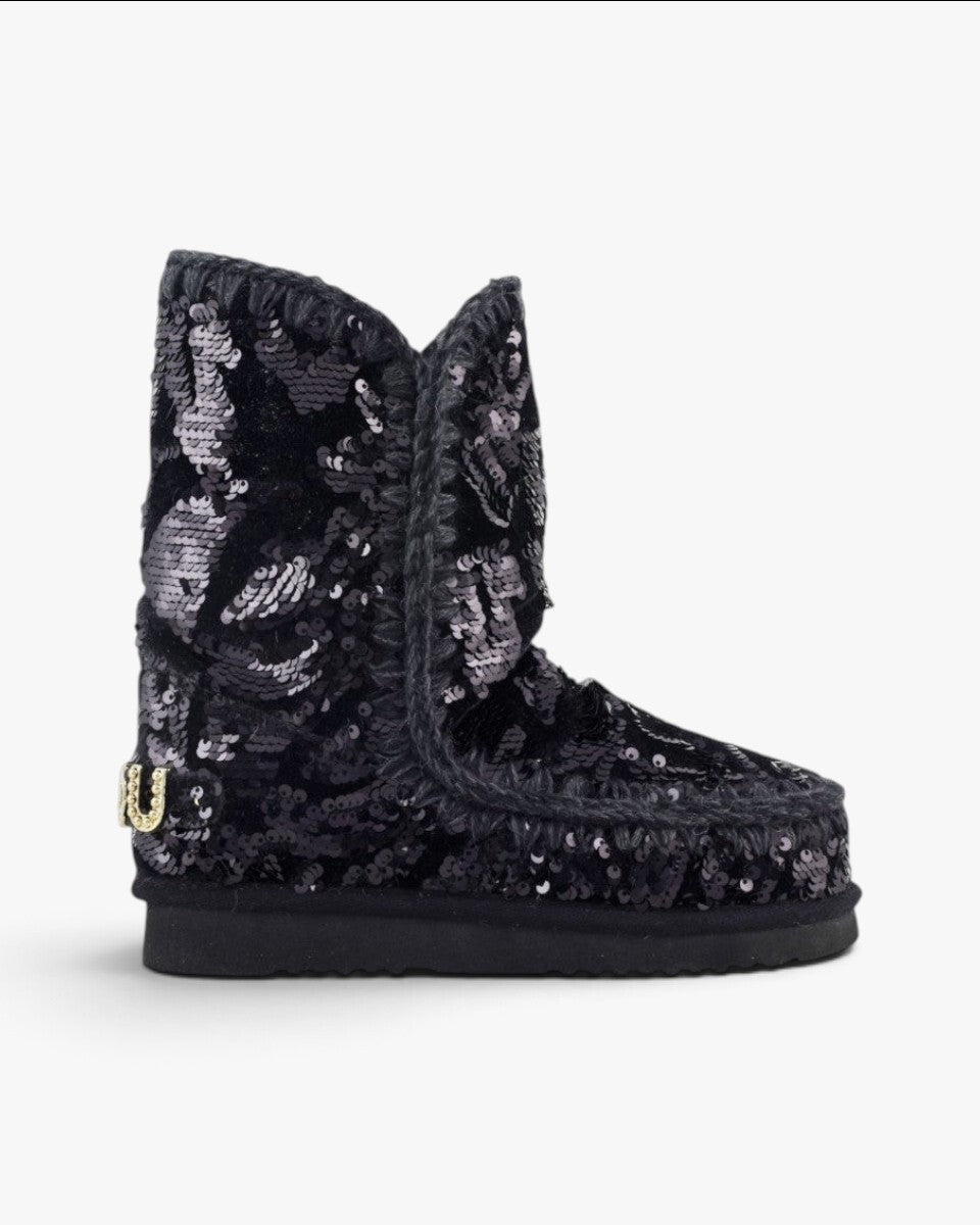 Mou Śniegowce Eskimo 24 Big Logo Studs Iridiscent Sequins Blue Black