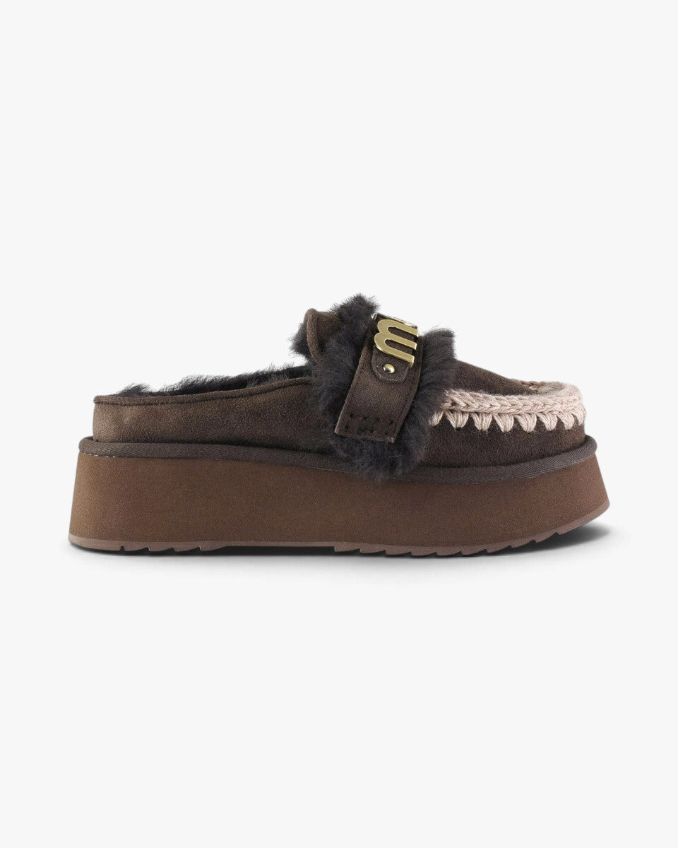 Mou Mule Platform Clog Letter Logo Mocha