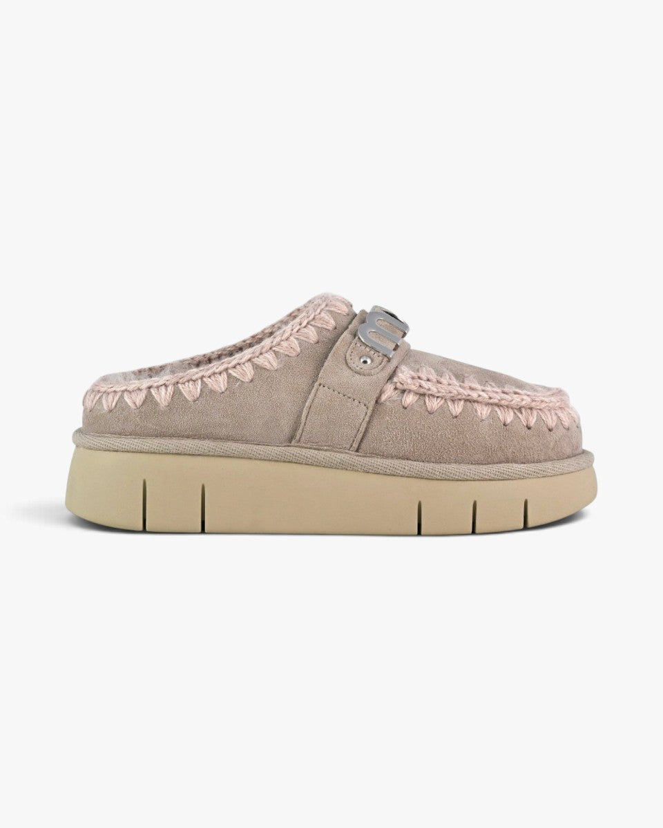 Mou Mule Bounce Clog Suede Letter Logo Goat