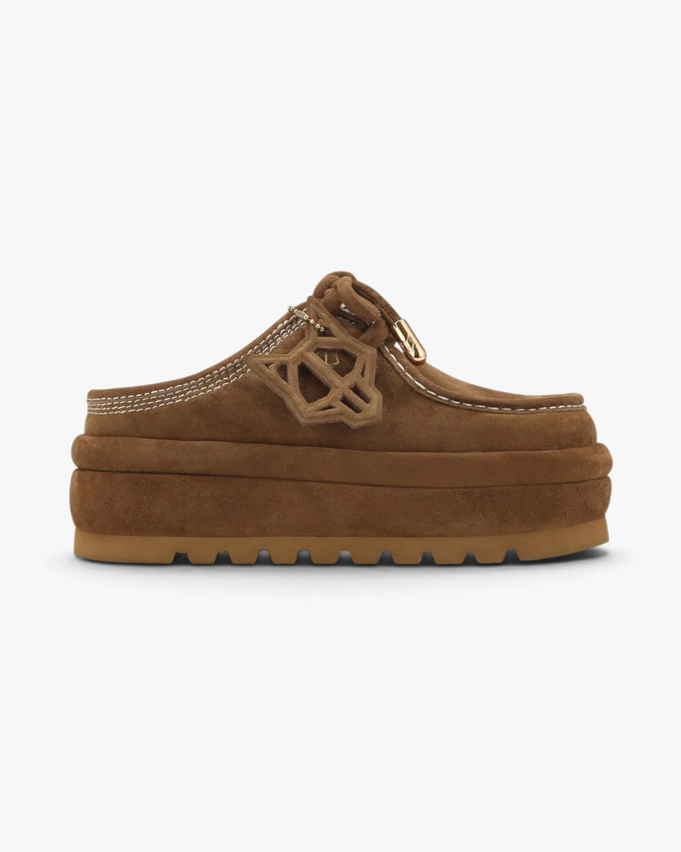 Naked Wolfe Mule Blizzard Tan Suede Shearling