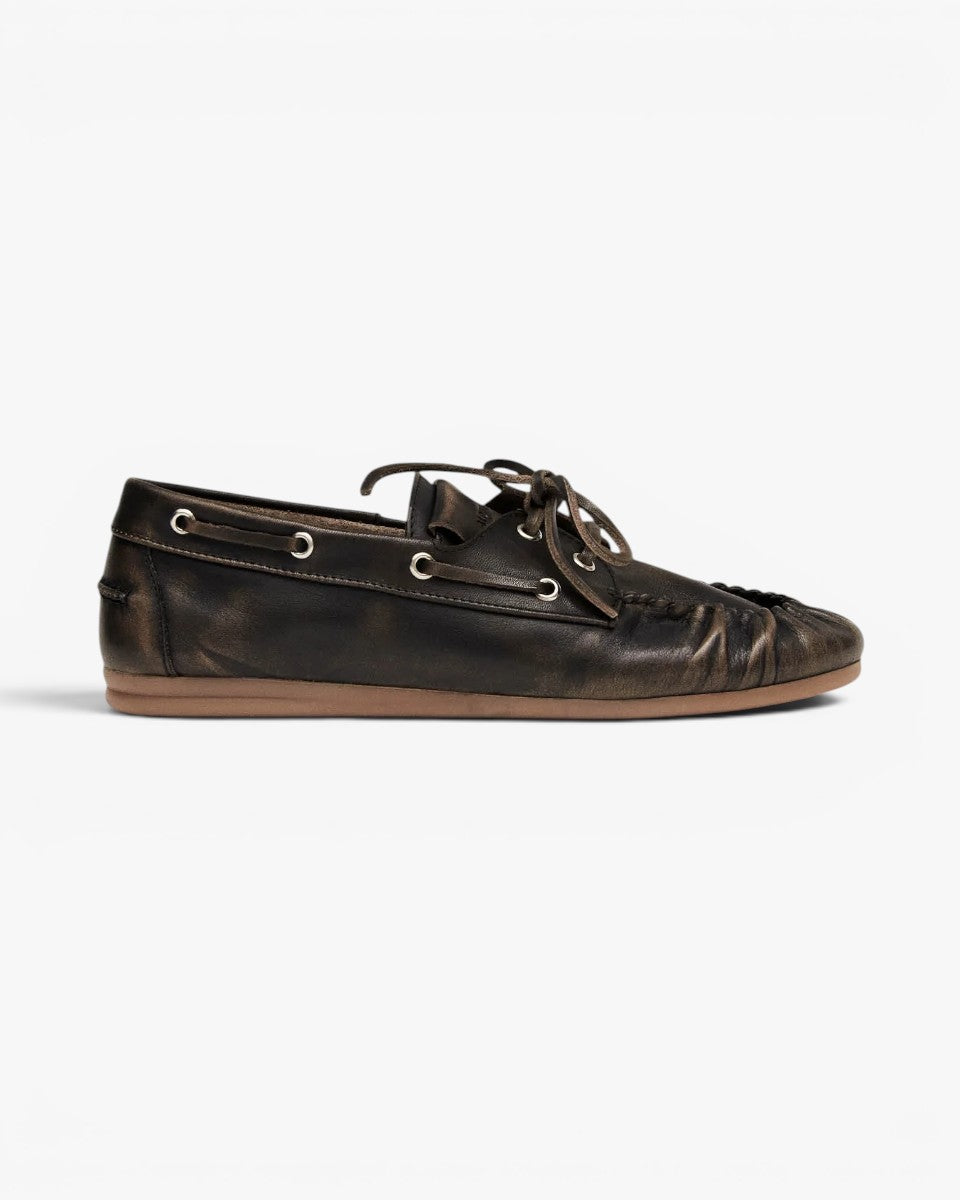 Alohas Loafersy Rowan Vintage Effect Brown Leather