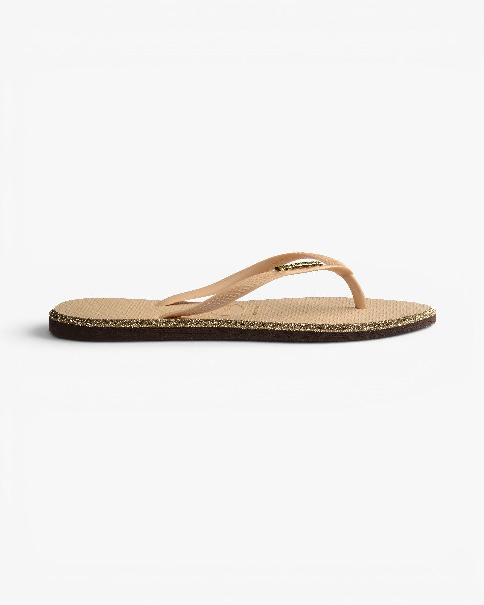 Havaianas Japonki Slim Point Glitter Dark Brown Golden