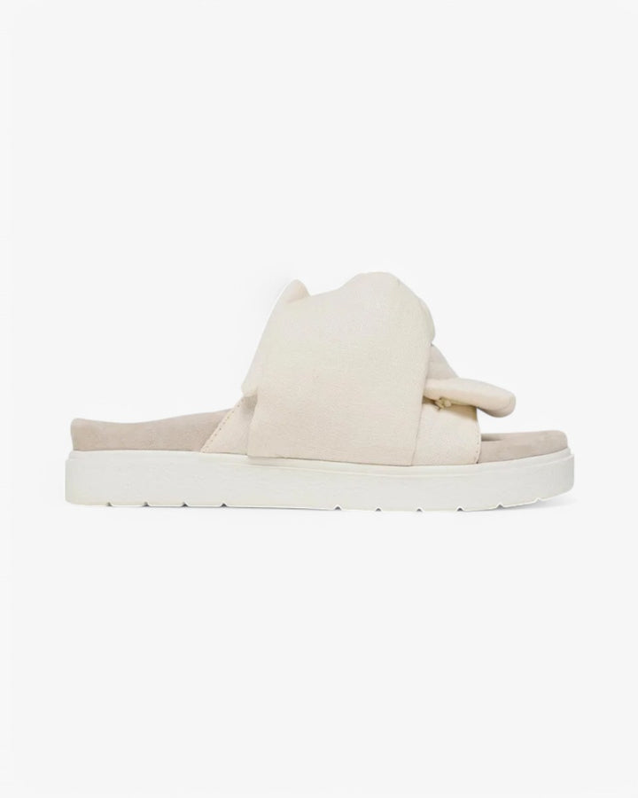 INUIKII Klapki Oversized Linen Knot Off White - GOT'EM