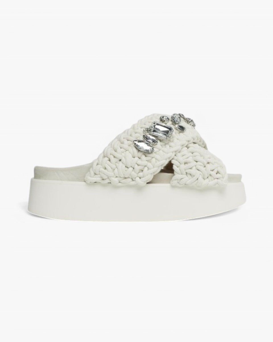 INUIKII Klapki Woven Stones Platform Ivory White - GOT'EM